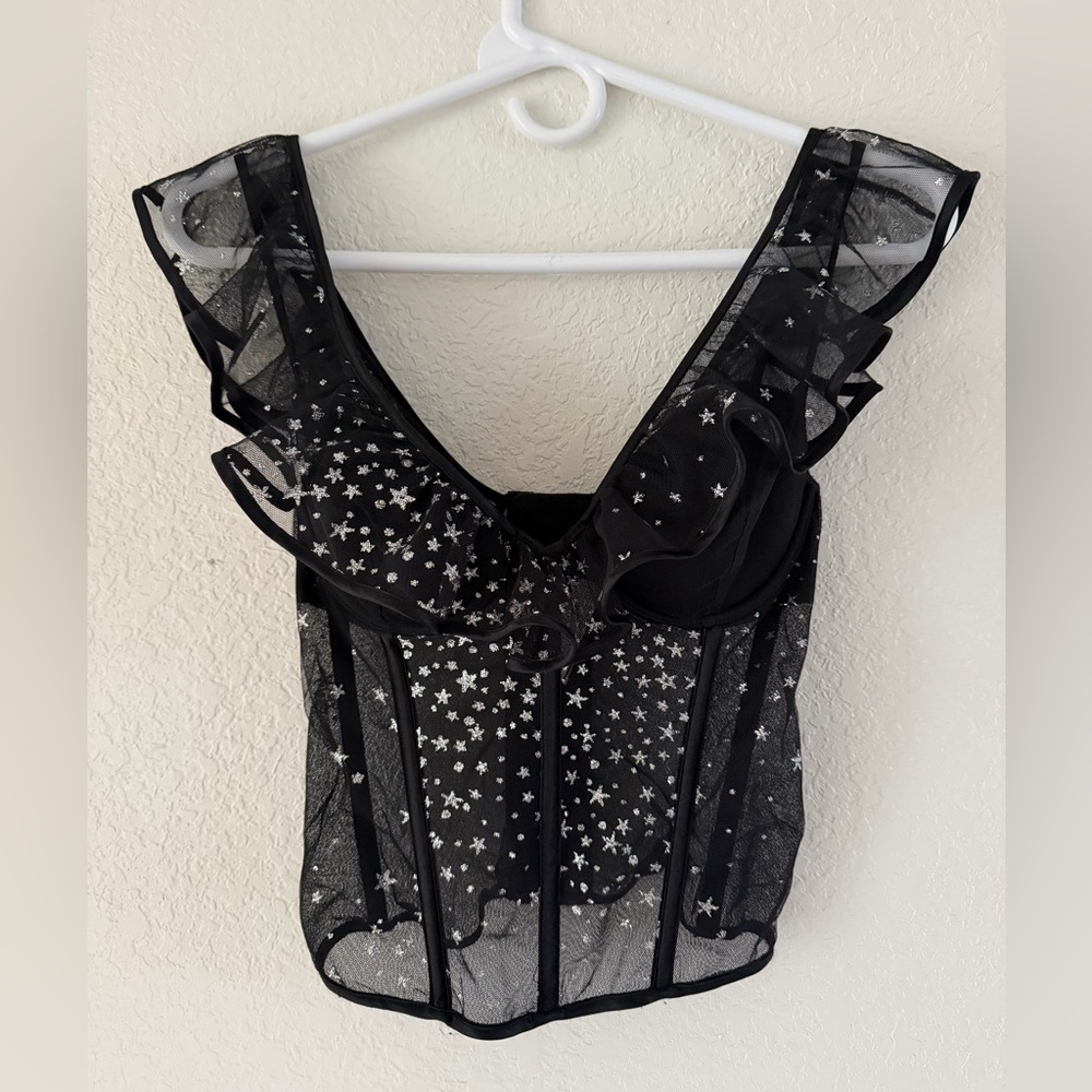 Victoria's Secret Star Glitter Sheer Corset Top - 32C